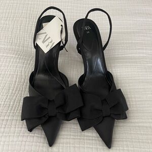 Zara Satin Bow Heels Size US 8